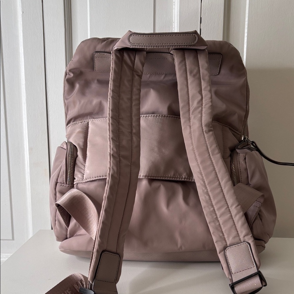 Steve Madden Tan Nylon Backpack with laptop pocket and detachable cosmetic bag - Picture 3 of 9